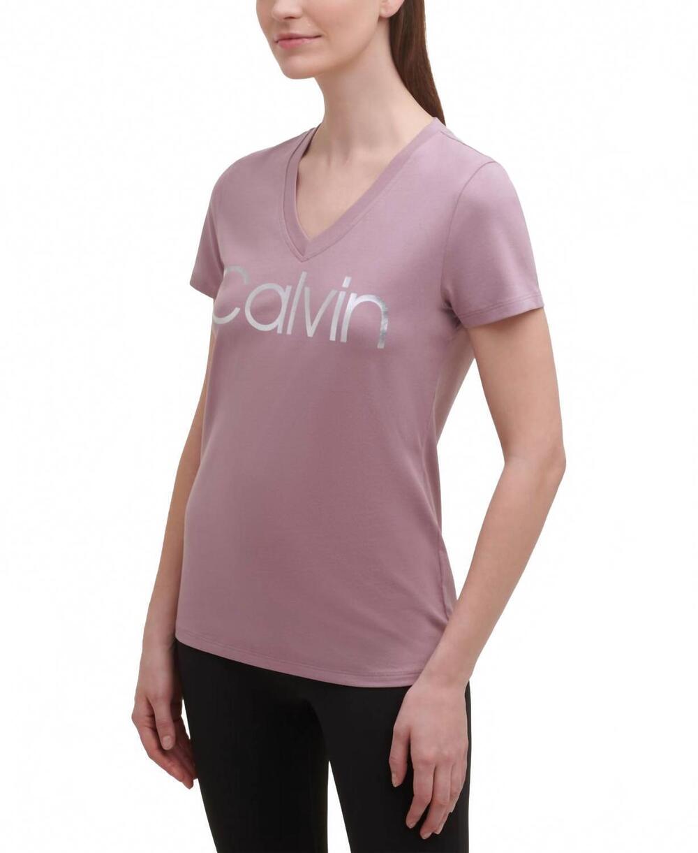 NEW CALVIN KLEIN performance logo t-shirt in stardust/silver